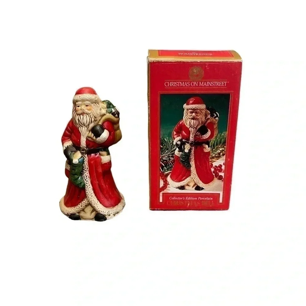 HomeTrends Vintage Christmas on Main Street Santa Claus 4” Porcelain Bell